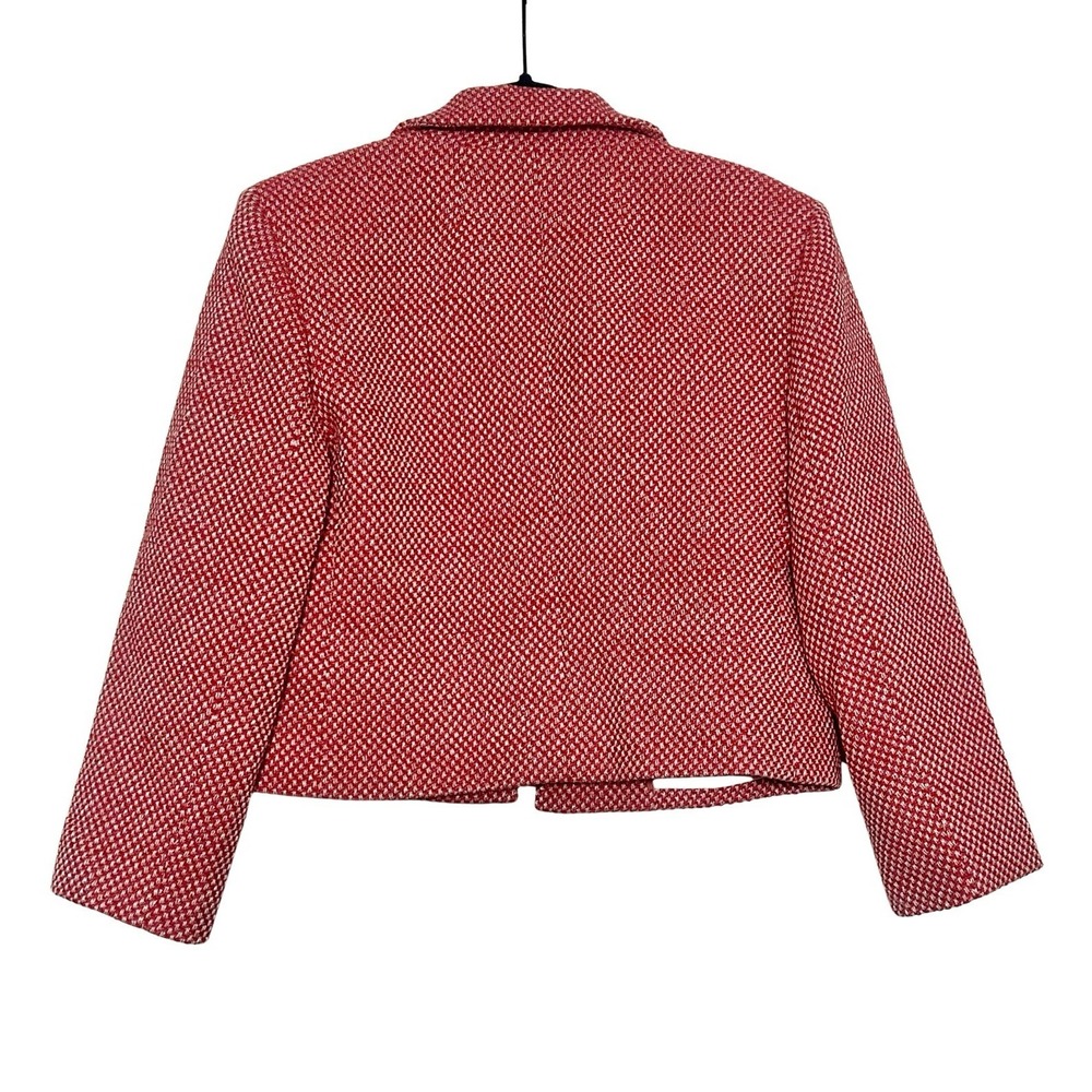 J.Crew Isabelle Lady Jacket 6 Red Italian Tweed Wool Blend Gold Button NWOT - Picture 3 of 8